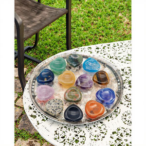 40mm Naturstein Kristall Achat Herzförmiger Vergiss mein nicht Stein Daumen Stein Andere Kristall Handwerk - Product Image 3