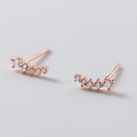 Boucles d'oreilles clous en argent sterling S925 avec zircon cubique en forme d'arc pour femme