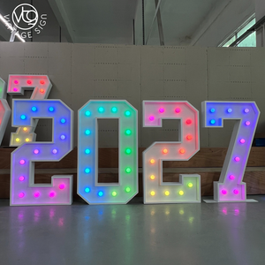 Chiffres lumineux personnalisés à LED RGB changeant <span class=keywords><strong>de</strong></span> couleur, enseignes lumineuses 2027 pour le Nouvel An et les événements - Product Image 2