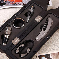 Kit d'ouvre bouteille de vin, 5 pièces, accessoires de cuisine, coffret cadeau, outils pour le vin en forme de bouteille