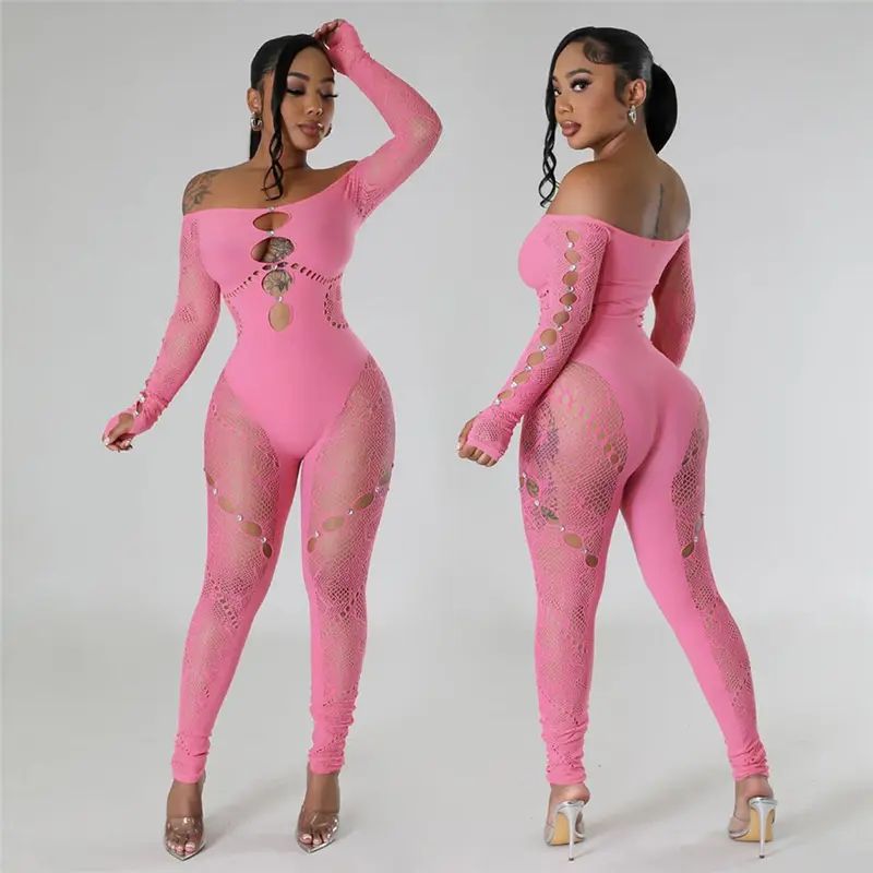 2024 summer clothing party club wear sexy long sleeve thick material adult one piece jumpsuit