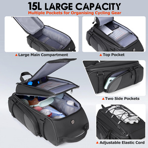 बाइक के रियर रैक के लिए बाइक बैग 15l वाटरप्रूफ पैननियर काठी बैग बारिश कवर के साथ - Product Image 3
