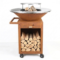 Fournitures de jardin : Barbecue à charbon d'extérieur robuste et mobile, Brasero Plancha, foyer avec roues pour patio et jardin