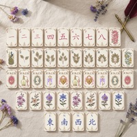 Exquises tuiles de mahjong Eloise en acrylique écaille de tortue à motif floral paon, coffret cadeau haut de gamme, kit de jeu de mahjong d'intérieur