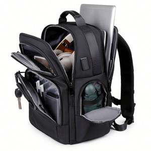 Mochila Oxford de Piel de Avestruz Multifuncional 1680D Negra Unisex, con Múltiples Bolsillos, Puerto USB, para Viajes, Portátil, Moda, Estilo Vintage, Urbana y de Negocios - Product Image 6