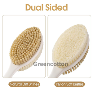 Custom Logo Double-sided Body Brush Long Handle <strong>Back</strong> <strong>Scrubber</strong> with Stiff and Soft Bristles Bath Brush for Body Cleaning - Product Image 3
