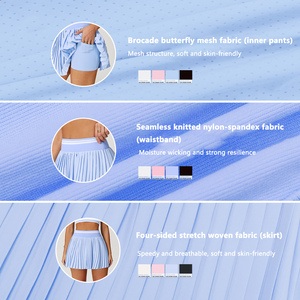 Jupe de golf et de tennis YBO-EBQ5062 pour l'été, séchage rapide, respirante, couleur contrastée, taille haute, jupe trapèze pour femme, personnalisable - Product Image 2