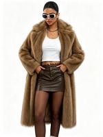 Manteau long en fausse fourrure de renard marron camel pour femme Zeyu, col large, chaud et moelleux, mi-long, veste en fausse fourrure, ODM / OEM