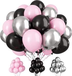 Ballons roses <span class=keywords><strong>et</strong></span> noirs de 12 pouces, ballons en latex argenté métallisé pour anniversaires, baby showers, Pâques, fêtes de remise de diplômes, décoration - Product Image 1