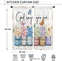 Кухонные шторы Sunflower, 2 панели, желтые, с цветочным узором в стиле фермерского дома, с христианскими цитатами из Библии, короткие, для кафе, на окна, декор