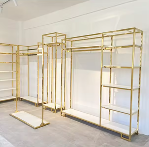 Étagère de présentation de vêtements en acier inoxydable moderne, multifonctionnelle, robuste et de luxe léger, pour boutiques et magasins de détail haut de gamme - Product Image 4