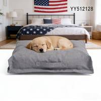 YANGYANGPET Lit pour chien en tissu imitation lin moderne et élégant pour l'hiver, rembourrage en mousse déchiquetée, doux, en carton