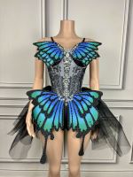 Combinaison en cristal papillon pour femme, combinaison de performance, justaucorps de danse de fête, costume de cosplay d'Halloween, tenue de festival de musique DJ