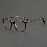 90008 Vente chaude Lunettes de vue en acétate de titane à monture intégrale, verres transparents bleus pour hommes et femmes