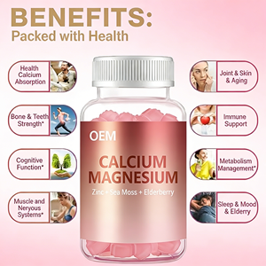 ODM/OEM Ingrosso Etichetta Privata Gommose di Magnesio Glicinato Senza Zucchero con Vitamina D3, Magnesio, Potassio, Calcio, Zinco per Adulti - Product Image 4