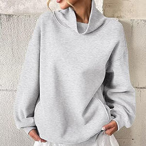 LTD-H1037 의류 제조업체 맞춤 프린트 자수 목폴라 터틀넥 하이넥 퍼널넥 스웨트셔츠 남녀 공용 - Product Image 2