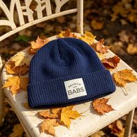 Bonnet d'hiver en tricot avec étiquette tissée, bonnet en acrylique mélangé, bonnet en tricot, bonnet personnalisé