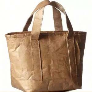 ถุงผ้าใส่กระดาษแบบมีซิป, ถุงผ้าดูปองท์ Tyvek วัสดุรีไซเคิลสีน้ำตาลดำกันน้ำใช้ซ้ำได้เป็นมิตรกับสิ่งแวดล้อม - Product Image 1