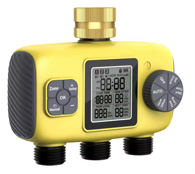 3 Zone Digital Water Timer Automatic Garden Irrigation Controller with Rain Delay LCD Hose Faucet Sprinkler Timer