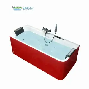 CE Florida Phòng Tắm Màu Đỏ Sợi Acrylic Freestanding Ngâm Bồn Tắm Abs Bảng Điều Khiển Máy Bay Phản Lực Spa 2 Người Massage Whirlpool Bồn Tắm