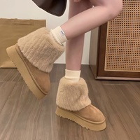 Nouvelles Bottes Confortables Chunky Slouch pour Femme 2026, Doublées Polaire, Chaussures d'Hiver Chaudes