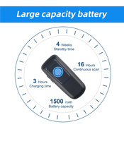 Mini escáner de código de barras portátil, lector de código QR, 1D, 2D, con interfaz USB BT, aplicación Android, escaneo de almacén