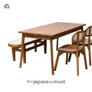 Ensemble de salle à manger Deka en bois de teck, design moderne pour hôtel, chambre à coucher, salon, charme intemporel, élégance décontractée - Product Image 3