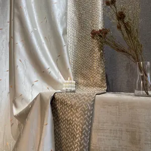 2022 New Cream Silk Jacquard Light Luxury Small Goldfish Wheat Spike Jacquard Living Room Curtain