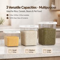 Conteneur de stockage de riz transparent hermétique avec couvercle rabattable, distributeur de céréales sèches en plastique avec tasse doseuse pour la cuisine