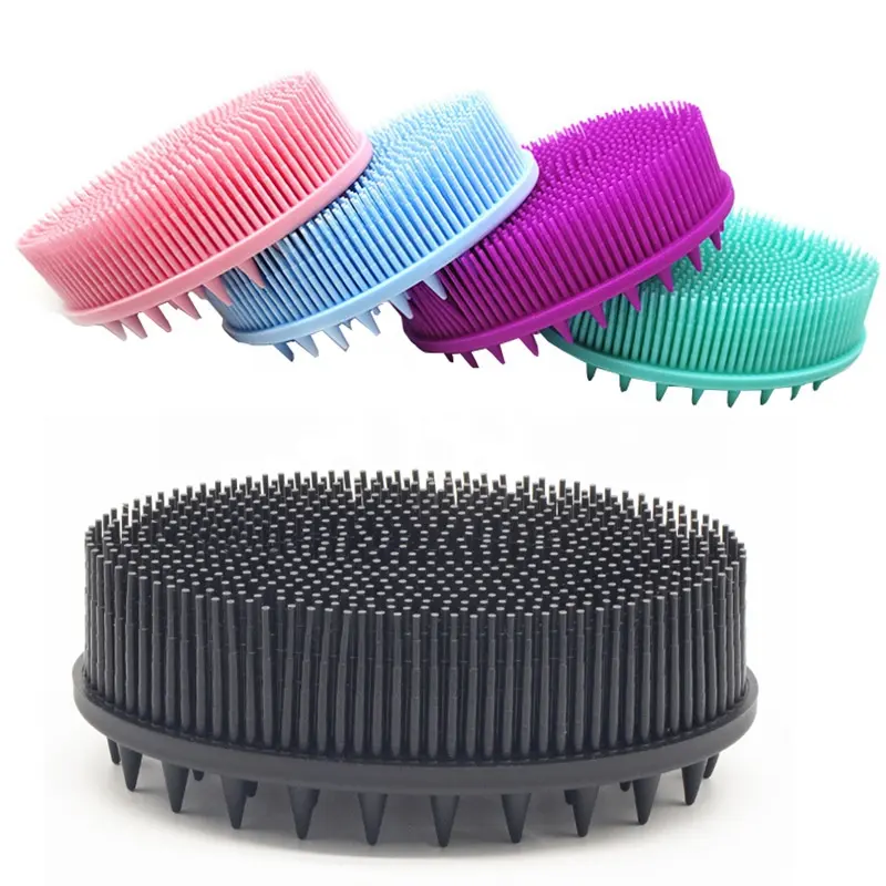 2 em 1 banho e Shampoo Brush Massagem suave Limpeza Esfoliante Silicone Loofah Body Scrubber Soft Bath Sponge Shower Brush