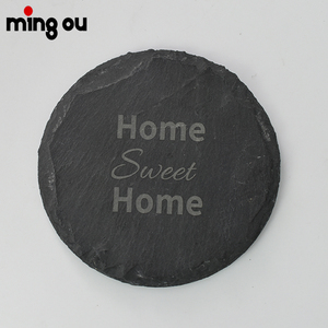 Posavasos de <span class=keywords><strong>Pizarra</strong></span> al por Mayor, Posavasos Redondos Negros, Juego de Posavasos de Piedra, Bases para Grabado Láser con Fondo Antiarañazos - Product Image 3