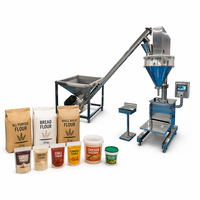 Machine de remplissage semi-automatique compacte pour poudre sèche (farine, lessive) en sachets et bouteilles, avec fonctions de pesage et de scellage, capacités 100g, 500g, 5kg, 10kg, 20kg