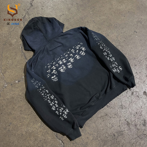 Sweat à capuche zippé en tissu éponge 450 g/m² avec impression DTG personnalisée haute couture, effet vieilli, délavé soleil et délavé à l'acide - Product Image 3
