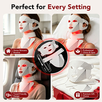 Masque LED à lumière rouge pour le visage et le cou avec couverture pectorale, appareil de luminothérapie portable pour la routine de soin de la peau