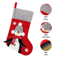 Chaussette de Noël en coton tricoté avec pingouin 3D, sac cadeau décoratif pour enfants, à suspendre, pour remplir les chaussettes, décorations de Noël