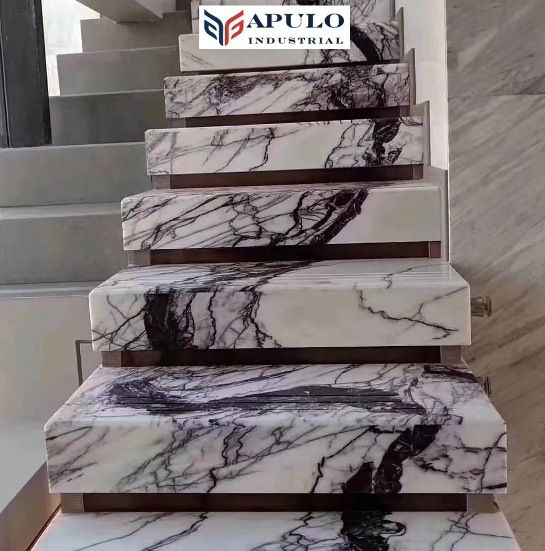 Özelleştirilmiş merdiven doğal mermer satılık süper parlak yüzey uzun garanti