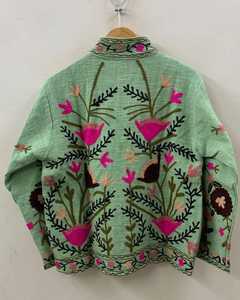 เสื้อแจ็คเก็ตผ้าฝ้ายทอมือสไตล์โบฮีเมียนลายสัตว์ปักลายดอกไม้สำหรับผู้หญิง ระบายอากาศได้ดี เหมาะสำหรับฤดูหนาว ดีไซน์เก๋ไก๋ - Product Image 3