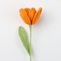 Buket Bunga Tulip Modern Buatan Tangan, Rajutan Wol, Ramah Lingkungan, untuk Hari Ibu