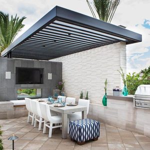 <span class=keywords><strong>Pergola</strong></span> de jardin Shinilion en <span class=keywords><strong>bambou</strong></span> et aluminium imperméable avec <span class=keywords><strong>toit</strong></span> à lames orientables, arche personnalisée avec cadre thermolaqué - Product Image 1