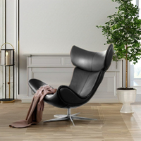 Fauteuil extensible en fibre de verre et cuir, luxe, style danois, pivotante, pour salon, loisirs
