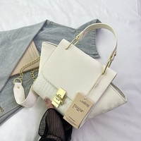 Sac à main bandoulière moderne et simple en cuir PU pour femme, style vintage, avec rabat en patchwork gaufré crocodile, étanche, avec boucle de fermeture métallique