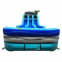 Tobogán Acuático Inflable de 15 pies, Modelo Bahama Blast, Doble Carril, con Centro de Escalada, Uso Comercial, Material de PVC, FAN BOUNCE