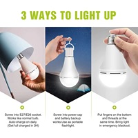 Ampoule LED d'urgence rechargeable 12W/15W 6000K Batterie au lithium Culot E27 Utilisation en jardin Durée d'éclairage 6-24H