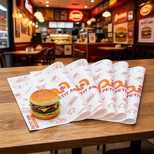 Papier d'emballage pour sandwichs biodégradable, écologique, recyclable, résistant à la graisse, de qualité alimentaire, avec logo imprimé personnalisé pour les aliments, les hamburgers - Product Image 5