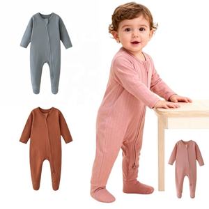 Overol de Bebé de Manga Larga de Algodón Orgánico CPC, Tejido de Panal, Traje de Gateo con Cremallera para Recién <span class=keywords><strong>Nacido</strong></span> - Product Image 3