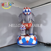 Modèle d'éléphant de cirque gonflable équilibré sur une boule, sculpture d'animal de dessin animé pour spectacle de carnaval, accessoires de scène