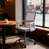 Chaise de bureau ergonomique pivotante en maille avec appui-tête réglable et base pivotante chromée, vente en gros