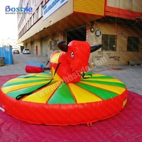 Château gonflable interactif pour enfants : Taureau de rodéo bungee, jeu sportif de tirage et d'équitation