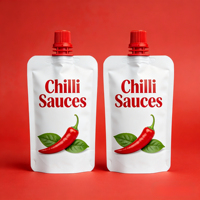 Sachets en plastique personnalisés imprimés avec bec verseur, étanches et haute barrière, pour sauce chili