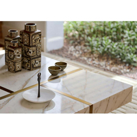 Plateau carré en marbre blanc, fait à la main, moderne, personnalisé, en pierre, carsara italien, table basse de luxe